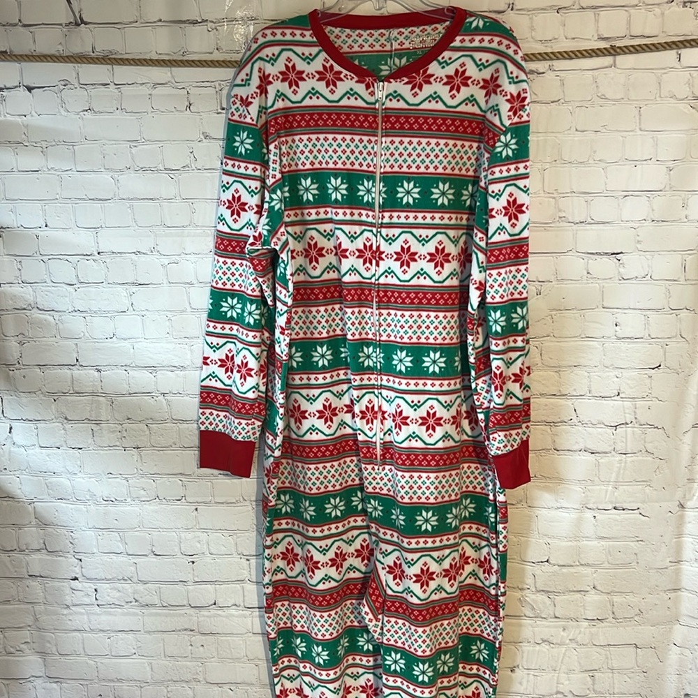 Mens XL CHRISTMAS onsie. Full length Zip up fleece Preloved excellent condition